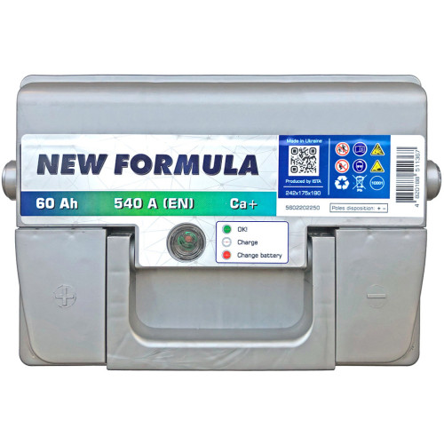 Акумулятор автомобільний NEW FORMULA 60Ah (+/-) 540EN (5602202250) – NEW FORMULA (вид 1)