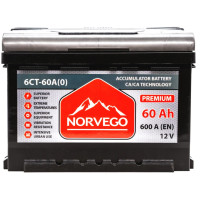Аккумулятор автомобильный NORVEGO ВЕСТА Premium 60A +прав (0) (600 пуск)