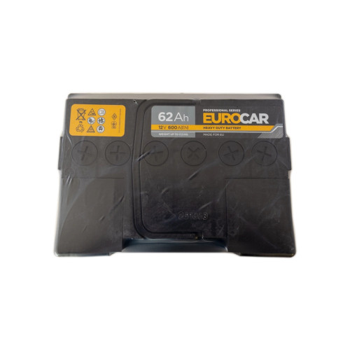 Акумулятор автомобільний EUROCAR 6СТ-62АЗ (1) (+/-) (L2) 600А 12V (E) – EUROCAR (вид 2)