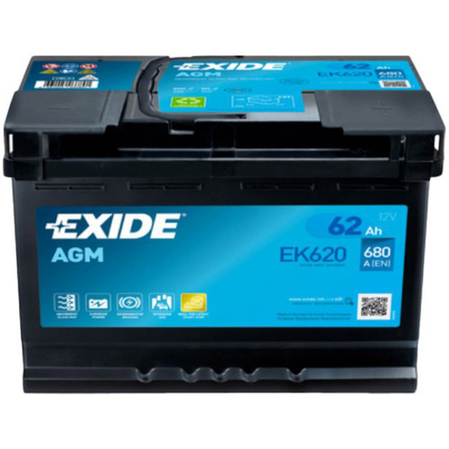 Акумулятор автомобільний EXIDE START-STOP AGM 62Ah Ев (-/+) (EK620) – EXIDE