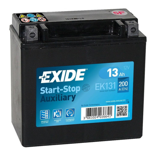 Акумулятор автомобільний EXIDE START STOP AUXILIARY 13Ah (+/-) (200CCA) (EK131) – EXIDE