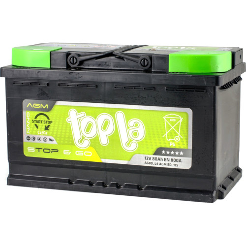 Аккумулятор автомобильный Topla 80 Ah/12V AGM Euro (114 080) – Topla