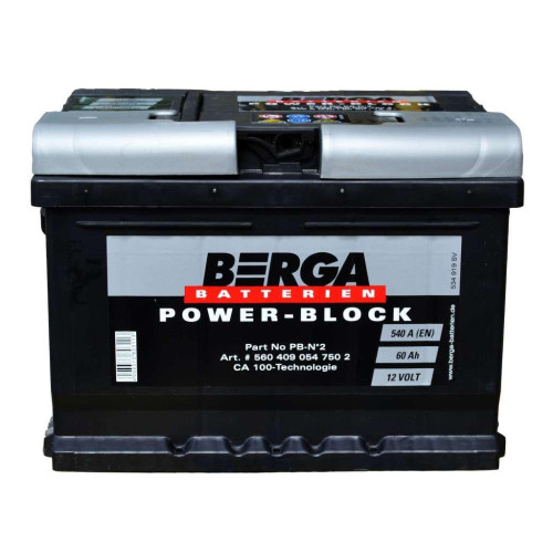 Акумулятор автомобільний Berga Power Block 60Ah Н Ев (-/+) (540EN) (5604090547502) – Berga