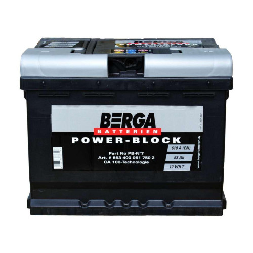 Акумулятор автомобільний Berga Power Block 63Ah Ев (-/+) (610EN) (5634000617502) – Berga