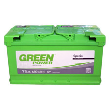 Акумулятор автомобільний GREEN POWER Standart 75Ah (+/-) (680EN)