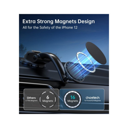Универсальный автодержатель Choetech с магнитным креплением на стекло или торпеду (AT0005-BK) – Choetech (вид 2)