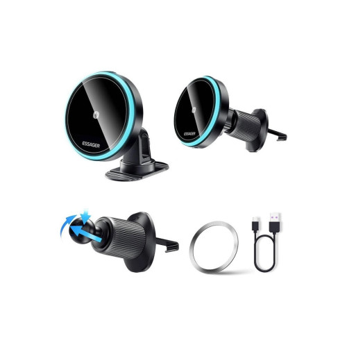Универсальный автодержатель Essager Element magnetic wireless charging car bracket outlet+paste mode (EZJCX-YS01-Z) – Essager (вид 2)