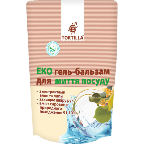 Средство для ручного мытья посуды Tortilla Эко гель-бальзам запаска 500 мл (4820178061421) – Tortilla