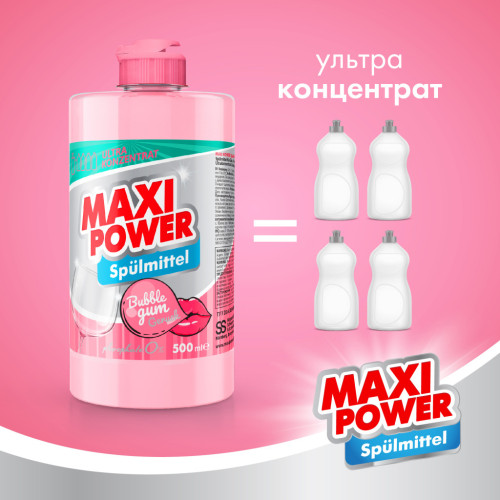 Засіб для ручного миття посуду Maxi Power Бабл Гам 500 мл (4823098411963) – Maxi Power (вид 2)