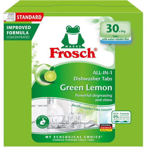 Таблетки для посудомоечных машин Frosch Лимон 30 шт. (4001499963339/4009175965134) – Frosch