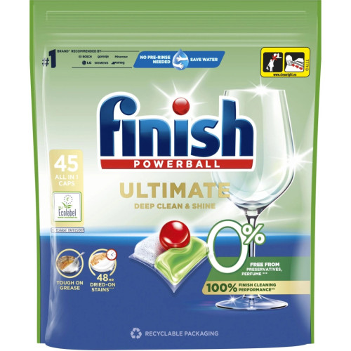 Таблетки для посудомоечных машин Finish Ultimate 0% All in 1 45 шт. (5908252014781) – Finish