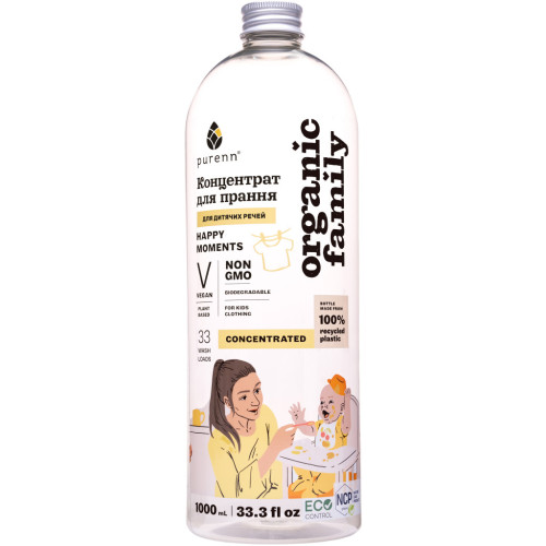 Гель для прання Purenn Organic Family Happy Moments для дитячих речей з Ромашкою 1 л (4751024880463) – Purenn