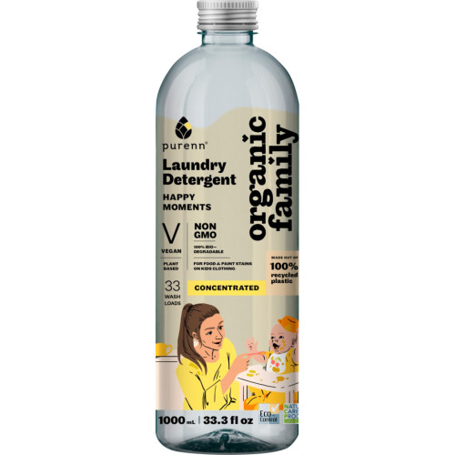 Гель для прання Purenn Organic Family Happy Moments для дитячих речей з Ромашкою 1 л (4751024880463) – Purenn (вид 1)
