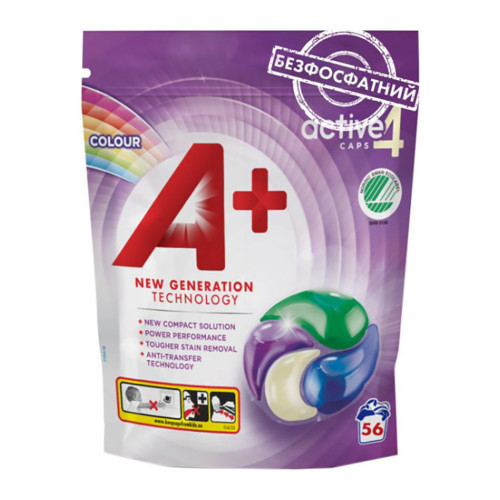 Капсулы для стирки A+ Color 4 в 1 56 шт. (8435495818328/8435495828785) – A+