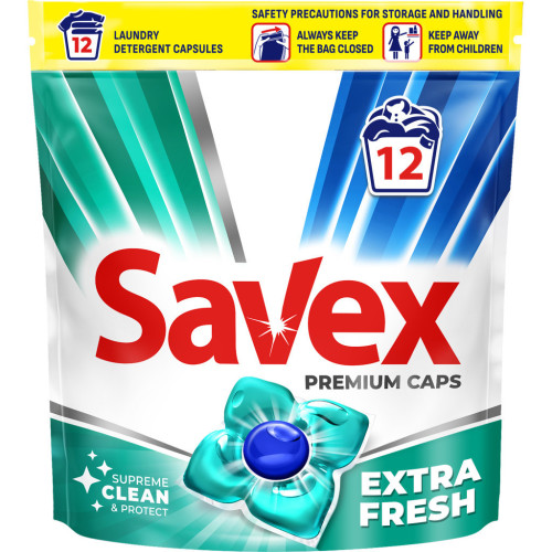 Капсулы для стирки Savex Premium Caps Extra Fresh 12 шт. (3800024046834) – Savex