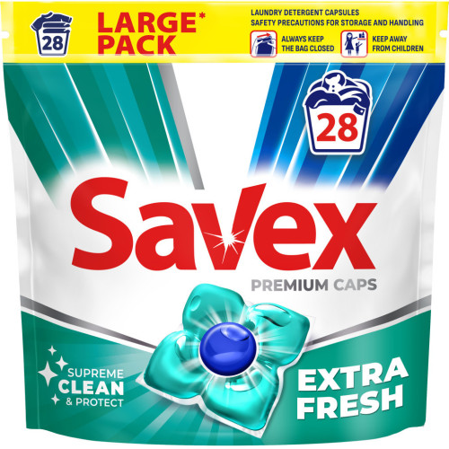 Капсулы для стирки Savex Premium Caps Extra Fresh 28 шт. (3800024046896) – Savex