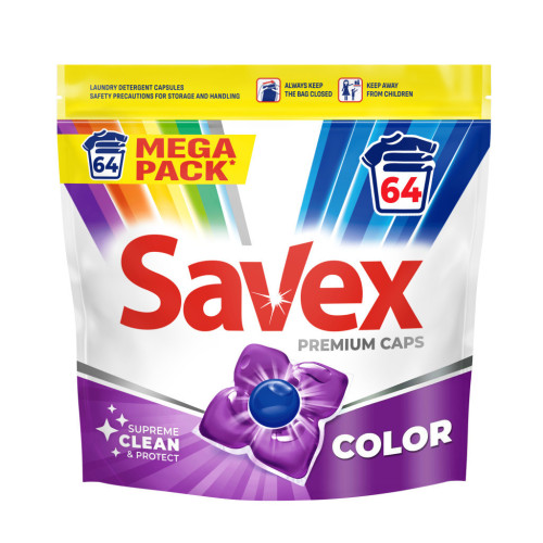 Капсулы для стирки Savex Premium Caps Color 64 шт. (3800024048166) – Savex