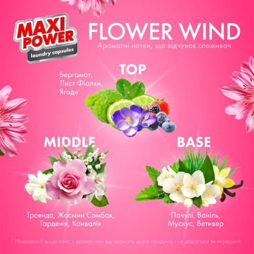 Капсули для прання Maxi Power Flower Wind 11 шт. (4823098414988) – Maxi Power (вид 1)