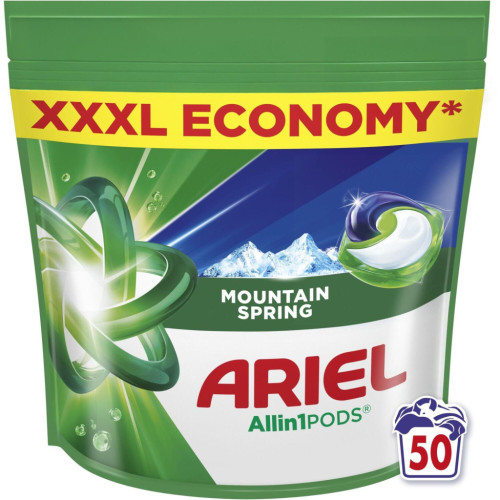 Капсули для прання Ariel Pods All-in-1 Гірське джерело 50 шт. (8700216764360) – Ariel (вид 1)