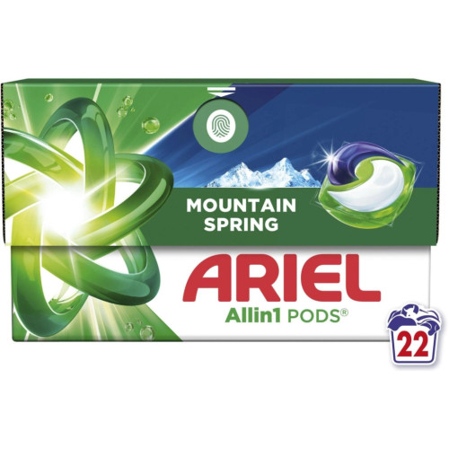 Капсули для прання Ariel Pods All-in-1 Гірське джерело 22 шт. (8700216765466) – Ariel (вид 1)