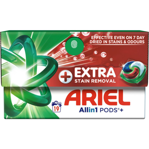 Капсулы для стирки Ariel Pods+ All-in-1 Extra Stain Removal Экстрасила выведение пятен 19 шт. (8700216765800) – Ariel