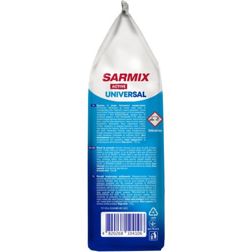 Стиральный порошок Sarmix Active Universal для всех типов стирки 750 г (4820268104106) – Sarmix (вид 1)