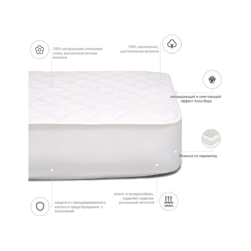 Наматрасник MirSon № 964 Natural Line Стандарт Cotton Aloe Vera (2200000836045) – MirSon (вид 2)