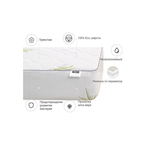 Наматрасник MirSon №1013 Alberto Wool Aloe Vera (2200001497405) – MirSon (вид 2)