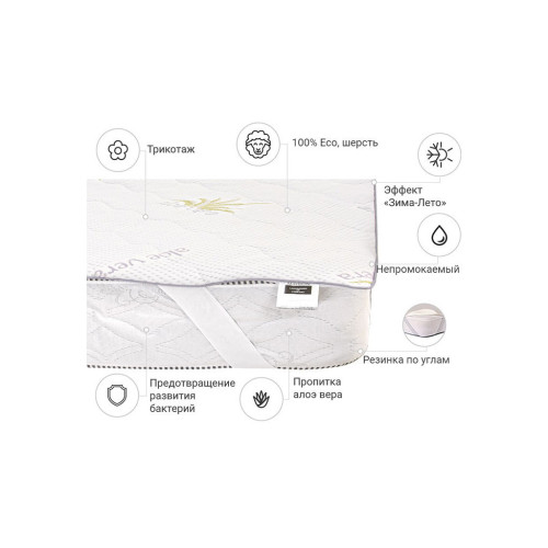 Наматрасник MirSon №1014 Alberto Wool Seasons Aloe Vera (2200001495197) – MirSon (вид 1)