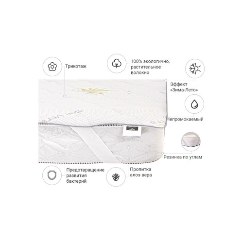 Наматрасник MirSon №1023 Alberto Cotton Seasons Aloe Vera (2200001498914) – MirSon (вид 1)