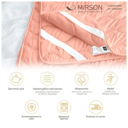 Наматрацник MirSon Light Coral Тенсель Modal на гумці в кутках (2200003712179) – MirSon (вид 2)