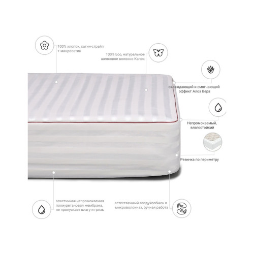 Наматрасник MirSon шелковый DeLuxe Silk Aloe Vera 301 1 (2200000353061) – MirSon (вид 1)