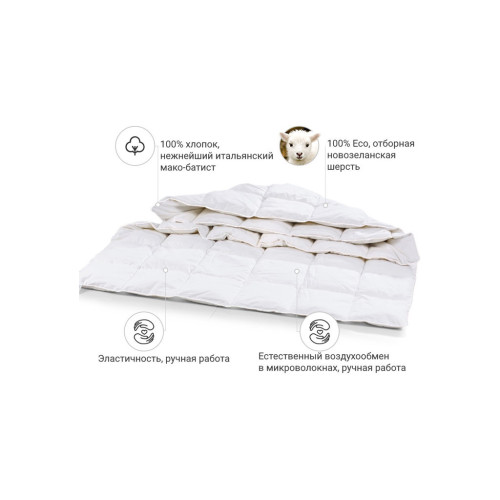 Ковдра MirSon вовняна №1363 Luxury Exclusive Літня 172x205 см (2200001531949) – MirSon (вид 1)