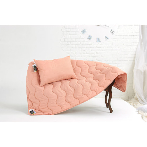Одеяло MirSon Набор хлопковый Всесезонный №1747 Eco Light Coral Одеяло 172x205 + подушка 50x70 средняя (2200003710755) – MirSon (вид 2)