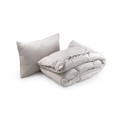 Ковдра Руно набір всесезона силіконова велюрова ковдра Soft Pearl 140х205 см з подушкою 50х70 см (924.55_Soft Pearl) – Руно