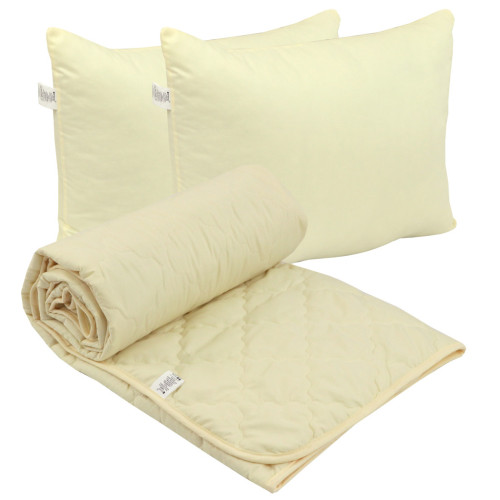 Одеяло Руно набор одеяло 200х220+2 подушки 50х70 силиконовые Milky (К_925.52СЛКУ_молочний) – Руно