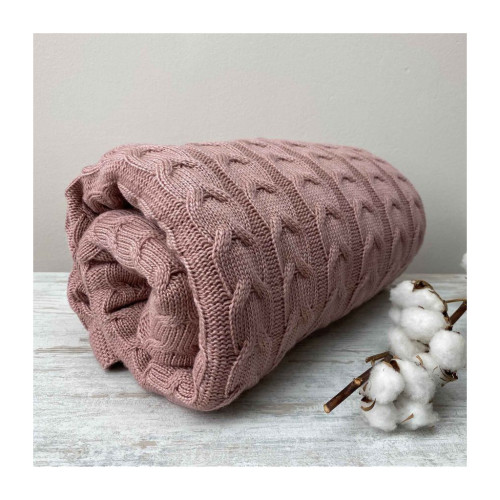 Плед Прованс Глория 190х220 косы Пепелисто-розовый (14600) – Прованс (вид 1)