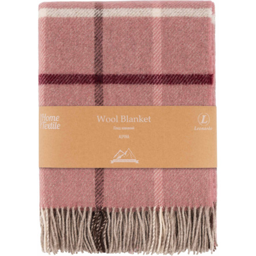 Плед Ardesto Leonardo Alpina 100% вовна, рожевий 140x200 см (ART0701LM) – Ardesto