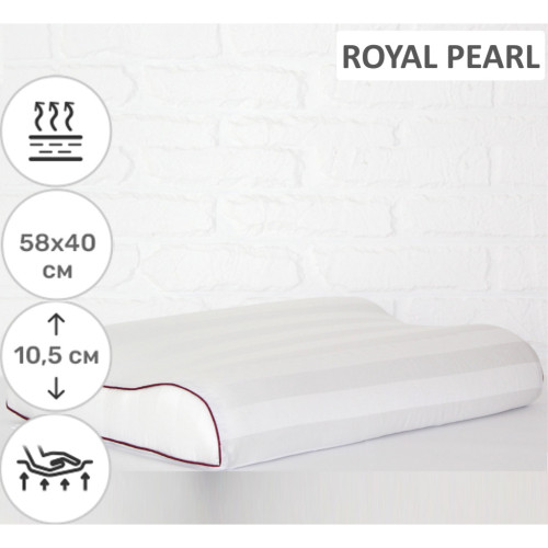 Подушка MirSon ортопедическая №6024 Noble stripe Royal Pearl Aero 58х40х10. (2200003261424) – MirSon (вид 1)