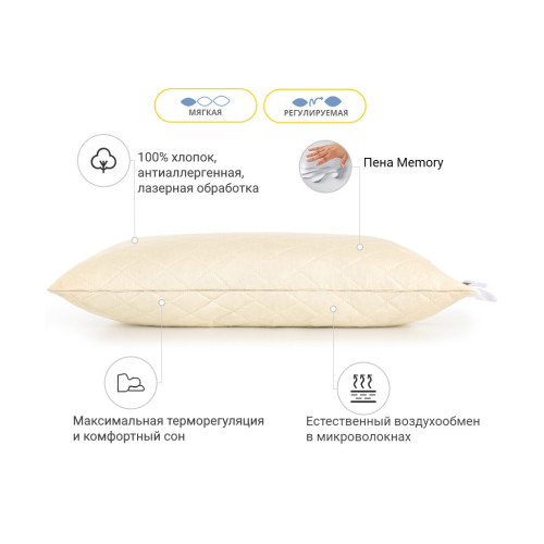 Подушка MirSon 1480 Carmela memory effekt Мягкая 50х70 см (2200001540149) – MirSon (вид 2)