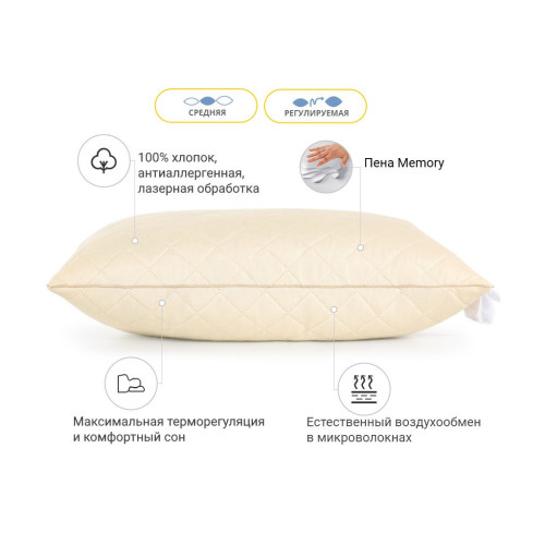 Подушка MirSon 1481 Carmela memory effekt Середня 70х70 см (2200001540194) – MirSon (вид 2)