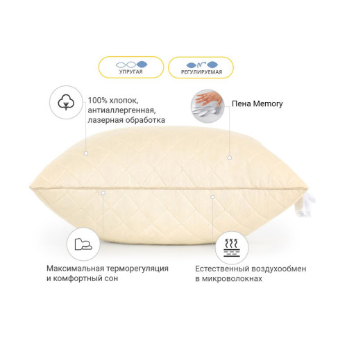 Подушка MirSon 1482 Carmela memory effekt Висока 50х70 см (2200001540200) – MirSon (вид 2)