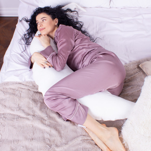 Подушка MirSon для беременных и кормления №8300 Velvet Line 28-0001 White Велюр 30х170х20 см (2200006200253) – MirSon (вид 4)