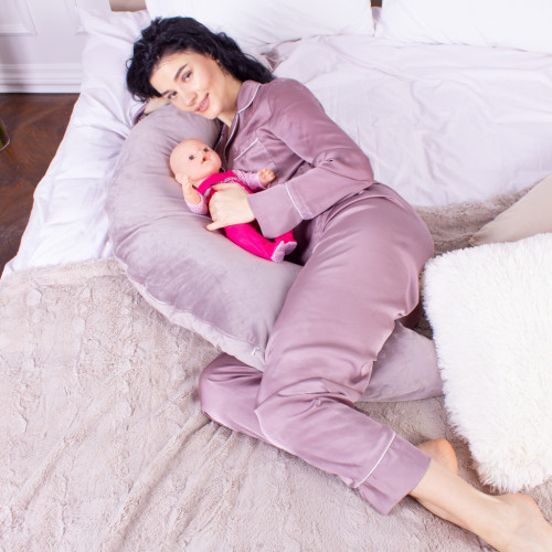 Подушка MirSon для беременных и кормления №8303 Velvet Line 28-0005 Ashen Велюр 30х170х20 см (2200006200284) – MirSon (вид 3)