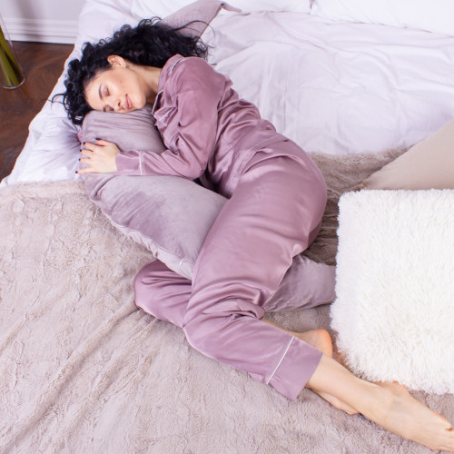 Подушка MirSon для беременных и кормления №8303 Velvet Line 28-0005 Ashen Велюр 30х170х20 см (2200006200284) – MirSon (вид 4)