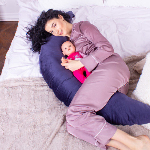 Подушка MirSon для беременных и кормления №8304 Velvet Line 28-0006 Navy blue Велюр 30х170х20 см (2200006200291) – MirSon (вид 3)