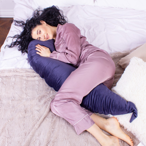 Подушка MirSon для беременных и кормления №8304 Velvet Line 28-0006 Navy blue Велюр 30х170х20 см (2200006200291) – MirSon (вид 4)