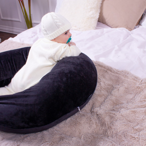 Подушка MirSon для беременных и кормления №8305 Velvet Line 28-0007 Black Велюр 30х170х20 см (2200006200307) – MirSon (вид 3)