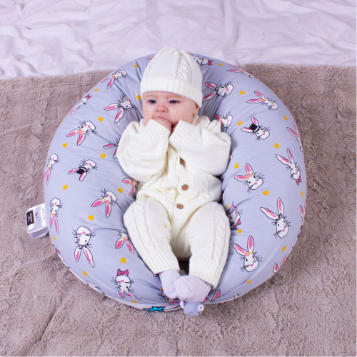 Подушка MirSon для вагітних та годування №8310 Print Line 17-0527 Bunnies Бязь 30х170х20 см (2200006200352) – MirSon