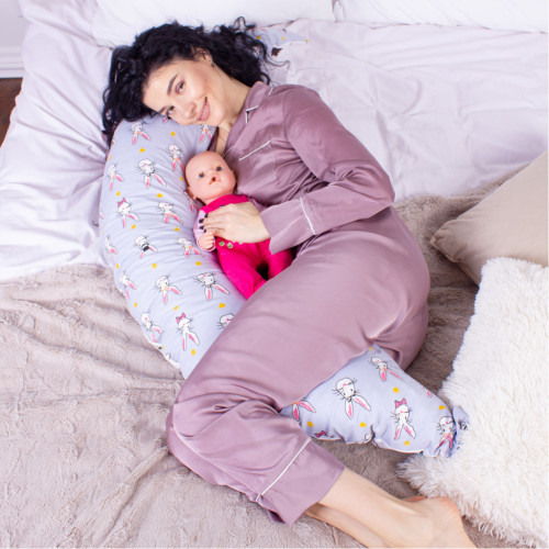 Подушка MirSon для вагітних та годування №8310 Print Line 17-0527 Bunnies Бязь 30х170х20 см (2200006200352) – MirSon (вид 4)